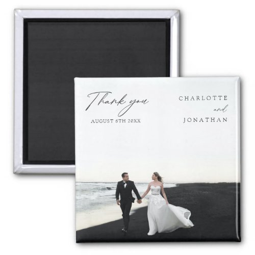 Black and White Modern Wedding Favors Thank You Magnet