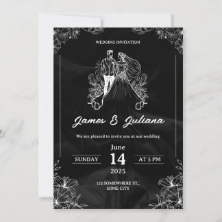 Black and White Modern Wedding Invitation