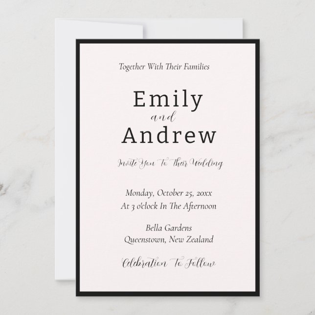Black and white Modern wedding Invitation  (Front)
