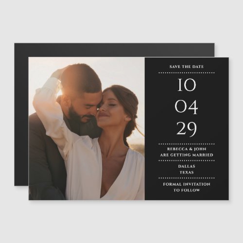 Black And White Modern Wedding Photo Save The Date Magnetic Invitation