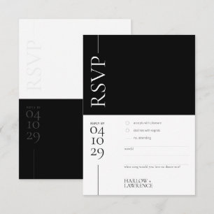 Black and White Modern Wedding RSVP Card