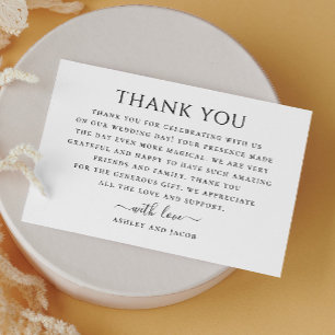 Black and white modern wedding. Simple clean Thank You Card
