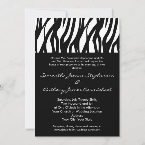 Black and White Modernist Stripe Custom Invitations