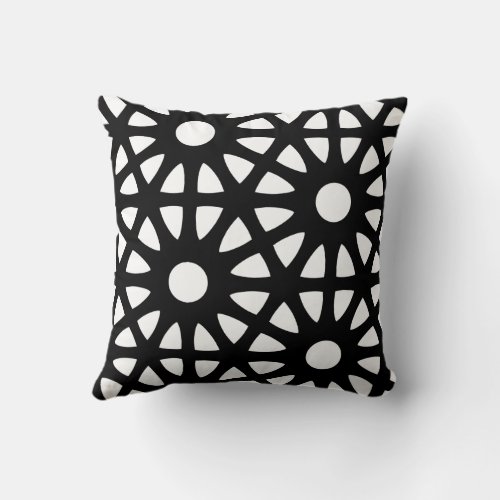 Black and White Modernist Web Throw Pillow