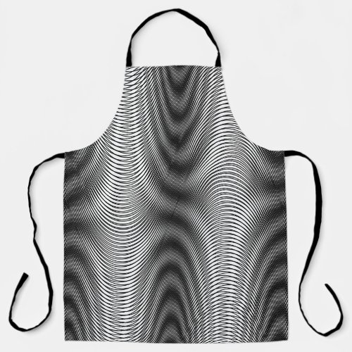 Black and White Moir Stripes _ Trippy Abstract Apron