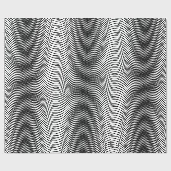 Black and White Moiré Stripes - Trippy Abstract Wrapping Paper