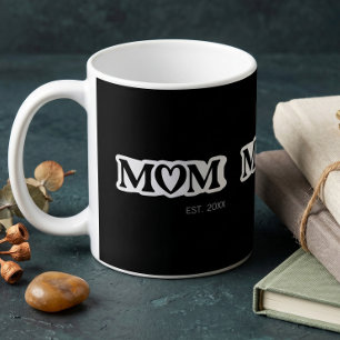 Black and White Mom Established Elegant Cute Heart Coffee Mug