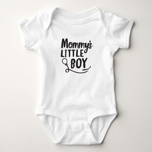 Black and White Mommy’s Little Boy New Son Mom Baby Bodysuit (Front)