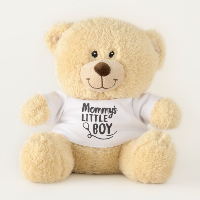 Black and White Mommy’s Little Boy New Son Mom Teddy Bear (Front)