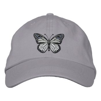 Black And White Monarch Butterfly Embroidered Baseball Hat by TigerDen at Zazzle
