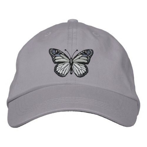 Black and White Monarch Butterfly Embroidered Baseball Hat