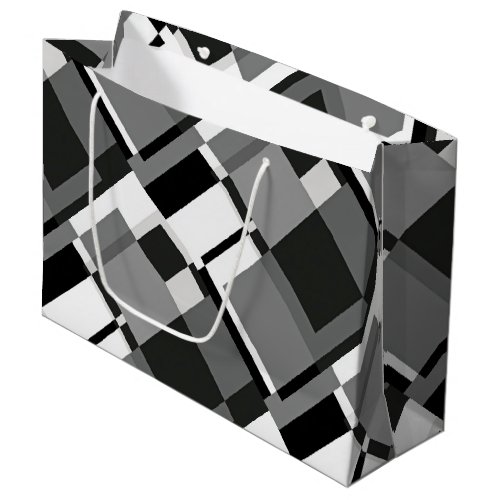 Black And White Mondrian Style Abstract Geometric Large Gift Bag
