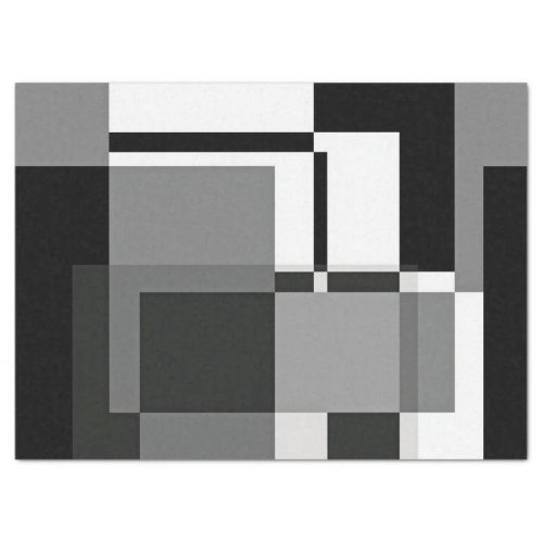 Black And White Mondrian Style Abstract Geometric Tissue Paper