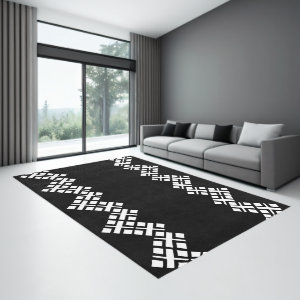 Black and White Mono Zig Zag Rug