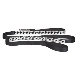 Black and white monochrome dog pattern pet leash