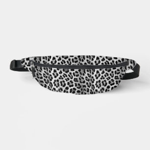 Black and white monochrome, leopard pattern fanny pack