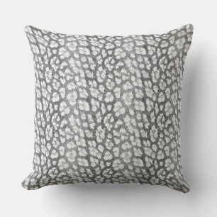 Black and white monochrome, leopard pattern outdoor pillow