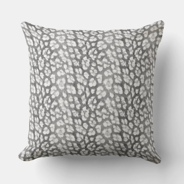 Black and white monochrome, leopard pattern outdoor pillow (Front)