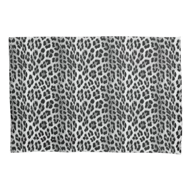 Black and white monochrome, leopard pattern pillow case (Front)