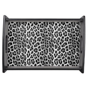 Black and white monochrome, leopard pattern serving tray