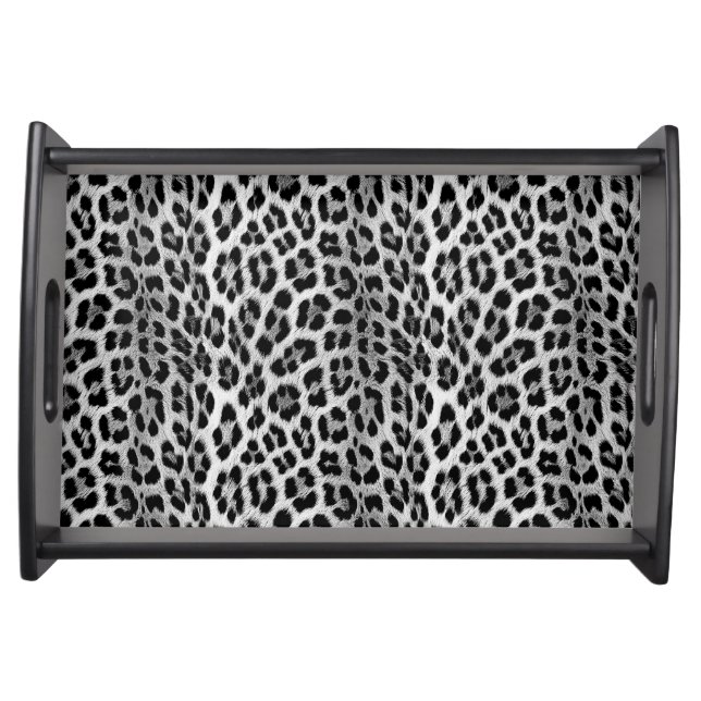 Black and white monochrome, leopard pattern serving tray (Front)