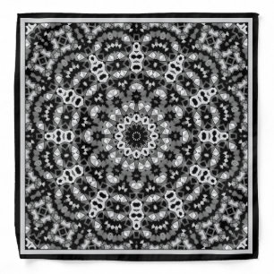 Black and white monochrome mandala bandana