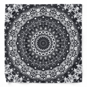 Black and White Monochrome Mandala Pattern Bandana