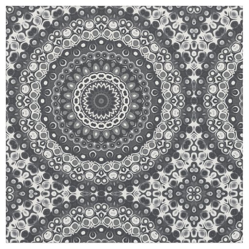 Black and White Monochrome Mandala Pattern Fabric