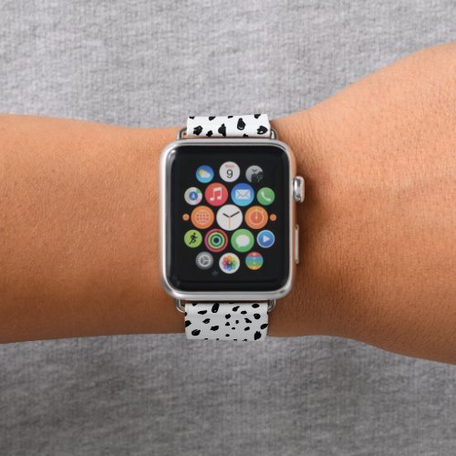 Black and white monochrome spot apple watch band