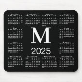 Black and White Monogram 2025 Calendar Mouse Pad | Zazzle