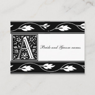 Black And White Monogram A Bridal Registry Cards