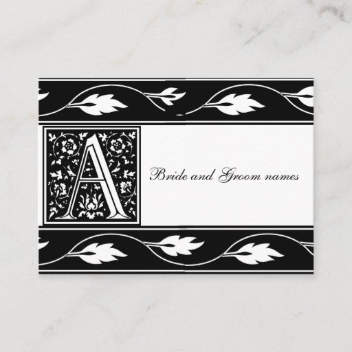 Customizable Black And White Monogram A Bridal Registry Cards Business Cards