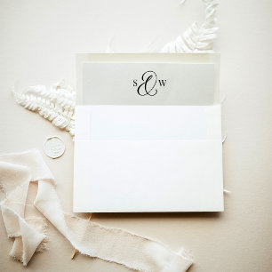 Black and White Monogram Ampersand   Luxe Wedding Envelope Liner