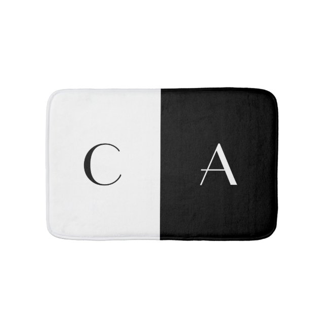 Black and White Monogram Bath Mat (Front)