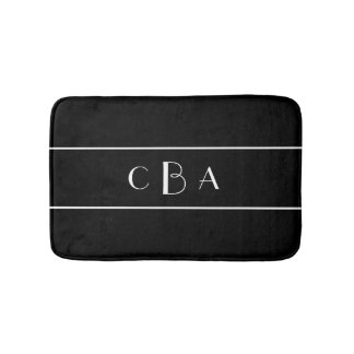 Black and White Monogram Bathroom Mat