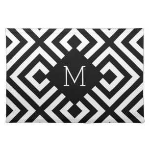 Black and White Monogram Cloth Placemat