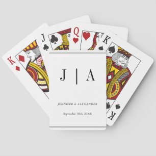 Black And White Monogram Couple Name Modern Simple Poker Cards