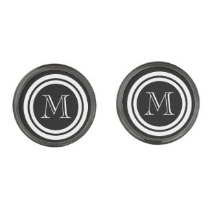 Black and White Monogram Cufflinks