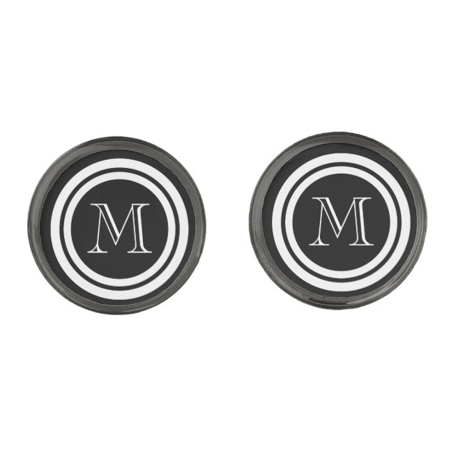 Black and White Monogram Cufflinks (Front)