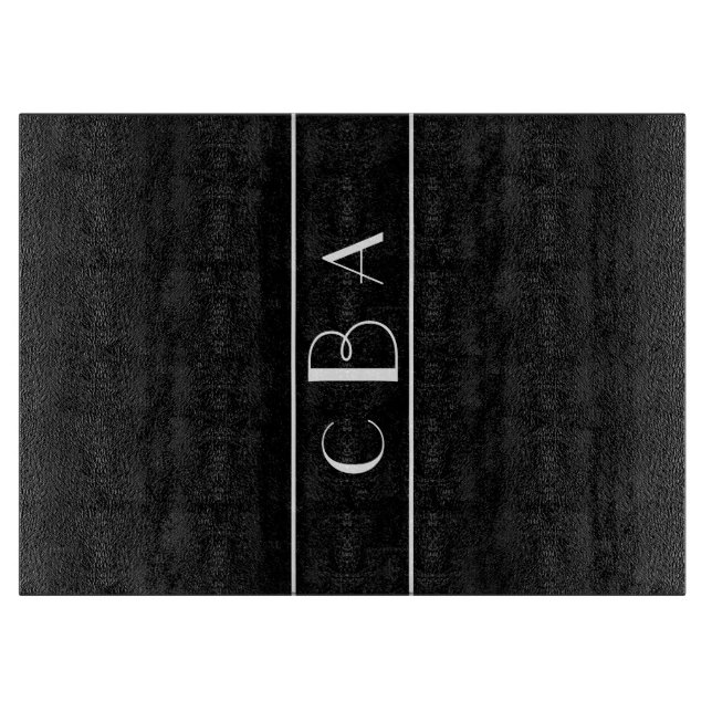 Black and White Monogram Cutting Board (Front)