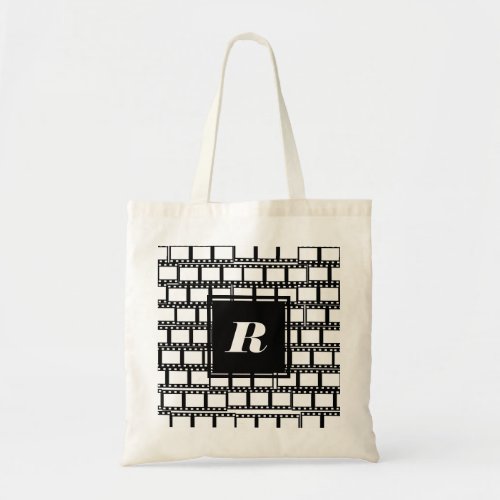 Black and White Monogram Design for Movie Lovers Tote Bag