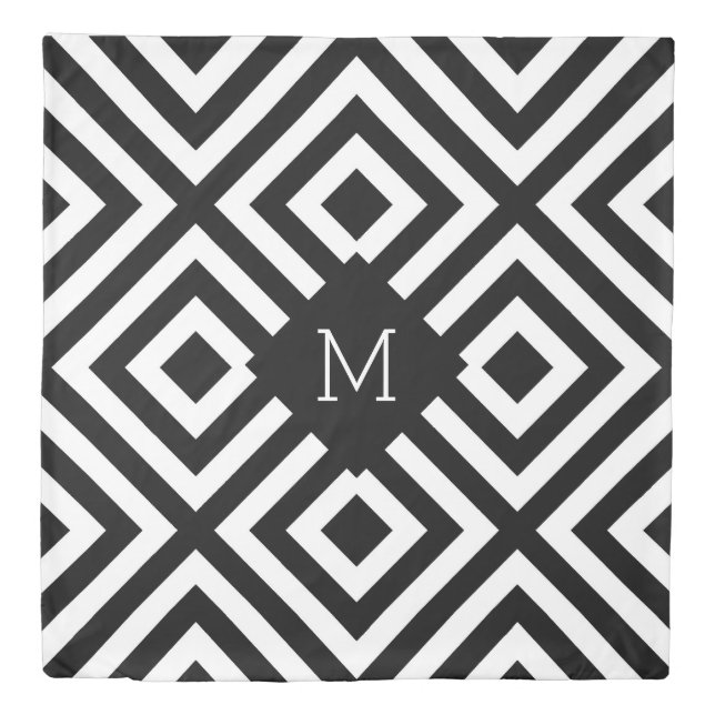 Black and White Monogram Duvet Cover (Front)
