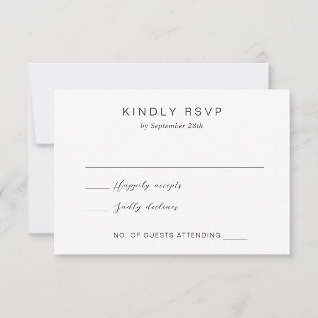 Black and White Monogram Elegant Wedding RSVP Card (Front)