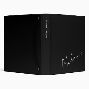 Black and White Monogram Family Recipes  3 Ring Binder