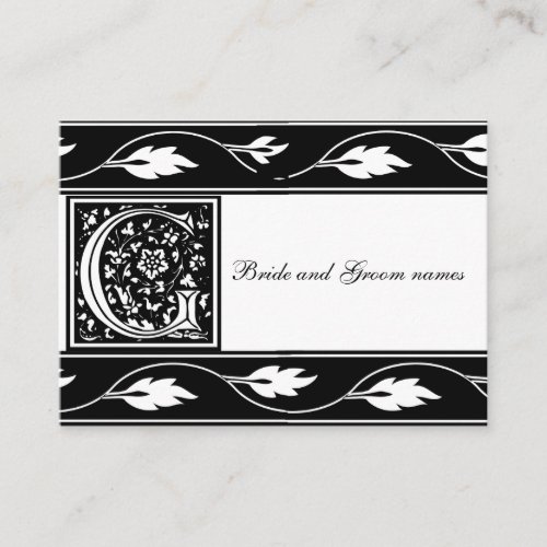 Black And White Monogram G Bridal Registry Card Business Card Template