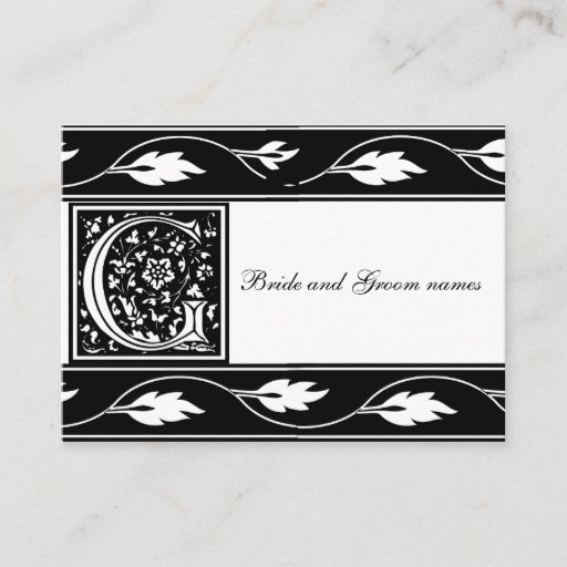 Customizable Black And White Monogram G Bridal Registry Card Business Card Template