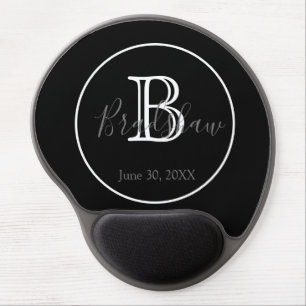 Black and White Monogram Gel Mouse Pad