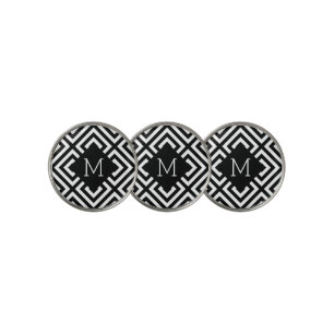 Black and White Monogram Golf Ball Marker