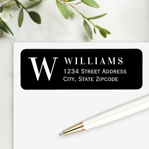 Black and White Monogram Initial Address Label
