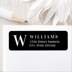 Black and White Monogram Initial Address Label